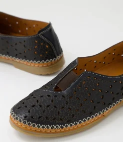 Women DIANA FERRARI Flats-Bubly Black Tan Leather Flat Shoes