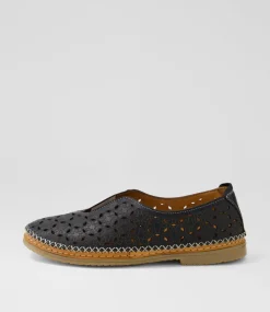 Women DIANA FERRARI Flats-Bubly Black Tan Leather Flat Shoes