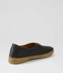 Women DIANA FERRARI Flats-Bubly Black Tan Leather Flat Shoes