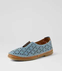 Women DIANA FERRARI Flats-Bubly Denim Tan Leather Flat Shoes