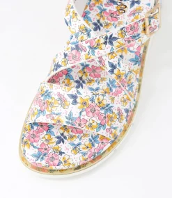 Women I LOVE BILLY Flats|Sandals-Buggin White Floral Sandals