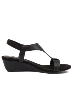 Women I LOVE BILLY Wedges|Heels-BUNRO BLACK SNAKE SMOOTH
