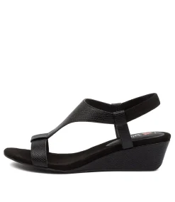 Women I LOVE BILLY Wedges|Heels-BUNRO BLACK SNAKE SMOOTH