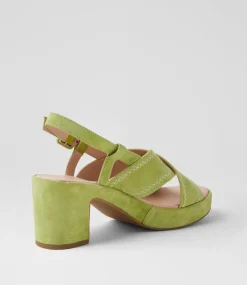 Women DIANA FERRARI Heels|Sandals-Bynndi Lime Suede Sandals