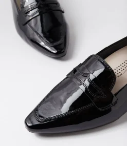 Women SUPERSOFT Flats|Comfort-Cadences Black Patent Leather Loafers