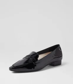 Women SUPERSOFT Flats|Comfort-Cadences Black Patent Leather Loafers