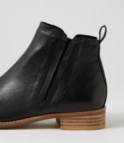 Women TOP END Boots-Cangos Black Natural Leather Ankle Boots