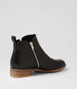 Women TOP END Boots-Cangos Black Natural Leather Ankle Boots