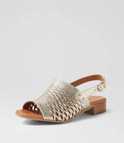 Women DIANA FERRARI Heels|Flats-Capris Pale Gold Leather Sandals