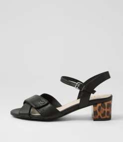 Women SUPERSOFT Comfort|Heels-Carili Black Leopard Leather Sandals
