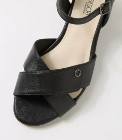 Women SUPERSOFT Comfort|Heels-Carili Black Leopard Leather Sandals