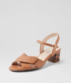 Women SUPERSOFT Comfort|Heels-Carili Dark Tan Leopard Leather Sandals