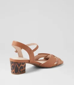 Women SUPERSOFT Comfort|Heels-Carili Dark Tan Leopard Leather Sandals