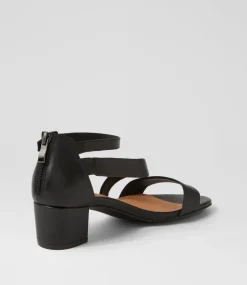 Women SUPERSOFT Comfort|Heels-Caring Black Leather Sandals