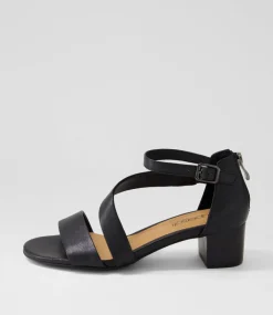 Women SUPERSOFT Comfort|Heels-Caring Black Leather Sandals