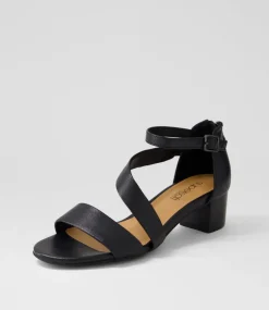 Women SUPERSOFT Comfort|Heels-Caring Black Leather Sandals
