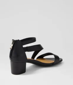 Women SUPERSOFT Comfort|Heels-Caring Black Leather Sandals