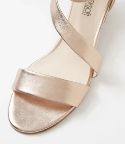 Women SUPERSOFT Comfort|Heels-Caring Champagne Leather Sandals