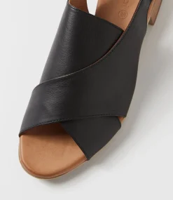 Women DIANA FERRARI Flats|Sandals-Caringa Black Leather Mules