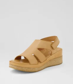 Women DIANA FERRARI Heels|Sandals-Carolinna Tan Leather Sandals