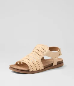 Women I LOVE BILLY Flats|Sandals-Cartos Natural Beige Fabric Sandals