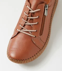 Women DIANA FERRARI Wedges|Flats-Casity Tan Leather Lace Up Flats