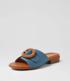 Women SUPERSOFT Comfort|Slides-Cassi Light Denim Leather Slides