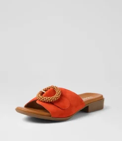Women SUPERSOFT Comfort|Slides-Cassi Pumpkin Suede Slides