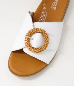 Women SUPERSOFT Comfort|Slides-Cassi White Leather Slides