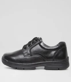 COLORADO Junior School Shoes-CASTOR JNR BLK LEATHER