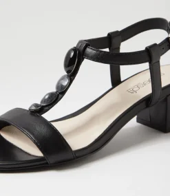 Women SUPERSOFT Comfort|Heels-Cathrine Black Leather Sandals