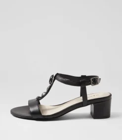 Women SUPERSOFT Comfort|Heels-Cathrine Black Leather Sandals