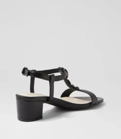 Women SUPERSOFT Comfort|Heels-Cathrine Black Leather Sandals