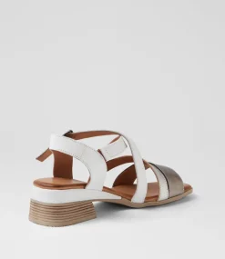 Women DIANA FERRARI Wedges|Heels-Catiee Pewter White Leather Sandals
