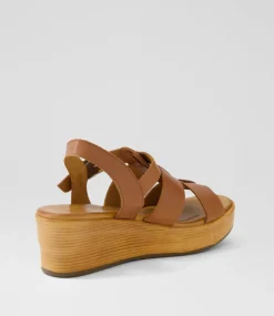 Women DIANA FERRARI Wedges|Heels-Caugee Tan Leather Sandals