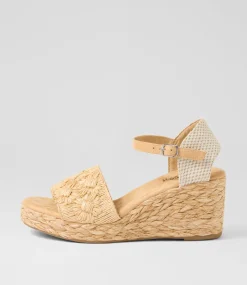 Women I LOVE BILLY Heels|Sandals-Cerso Natural Daisy Fabric Sandals