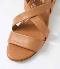 Women SUPERSOFT Comfort|Flats-Cevie Dark Tan Leather Sandals