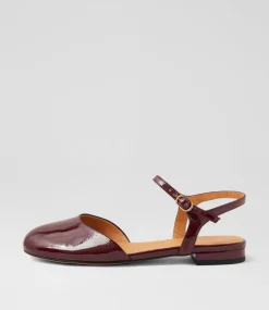 Women DIANA FERRARI Dress|Flats-Chapeau Burgundy Patent Leather Flat Shoes