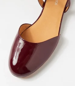 Women DIANA FERRARI Dress|Flats-Chapeau Burgundy Patent Leather Flat Shoes