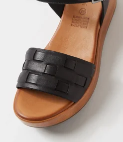 Women DIANA FERRARI Wedges|Heels-Chels Black Natural Leather Sandals