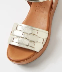 Women DIANA FERRARI Wedges|Heels-Chels Pale Gold Leather Sandals