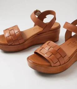 Women DIANA FERRARI Wedges|Heels-Chels Tan Leather Sandals