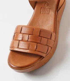 Women DIANA FERRARI Wedges|Heels-Chels Tan Leather Sandals
