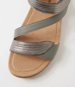 Women COLORADO Comfort|Flats-Cherie Grey Silver Leather Sandals