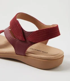 Women COLORADO Comfort|Flats-Cherie Red Leather Sandals