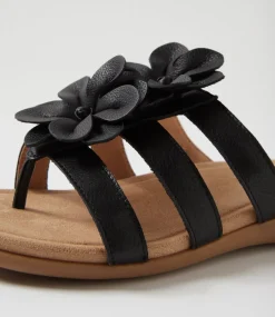 Women COLORADO Comfort|Slides-Cherina Black Leather Slides