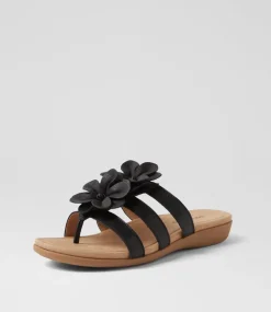 Women COLORADO Comfort|Slides-Cherina Black Leather Slides