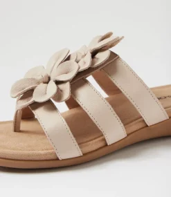 Women COLORADO Comfort|Slides-Cherina Light Beige Leather Slides