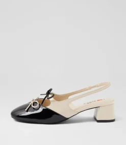 Women I LOVE BILLY Heels-Cherub Black Cream Patent Pu Heels