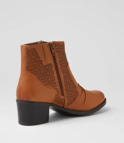 Women SUPERSOFT Boots-Chlloe New Tan Leather Ankle Boots